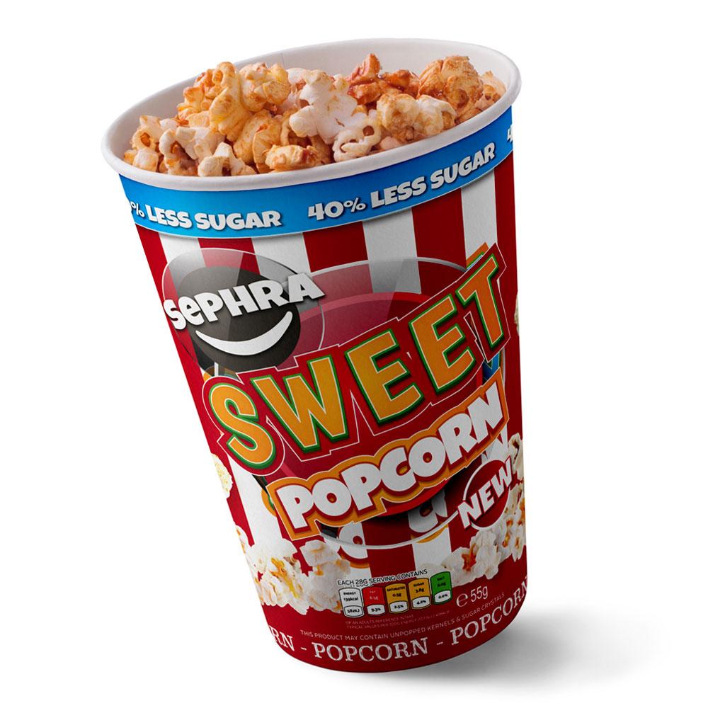 Sephra Popcorn Sephra Reduced Sugar Sweet Popcorn Retail Filled Tubs