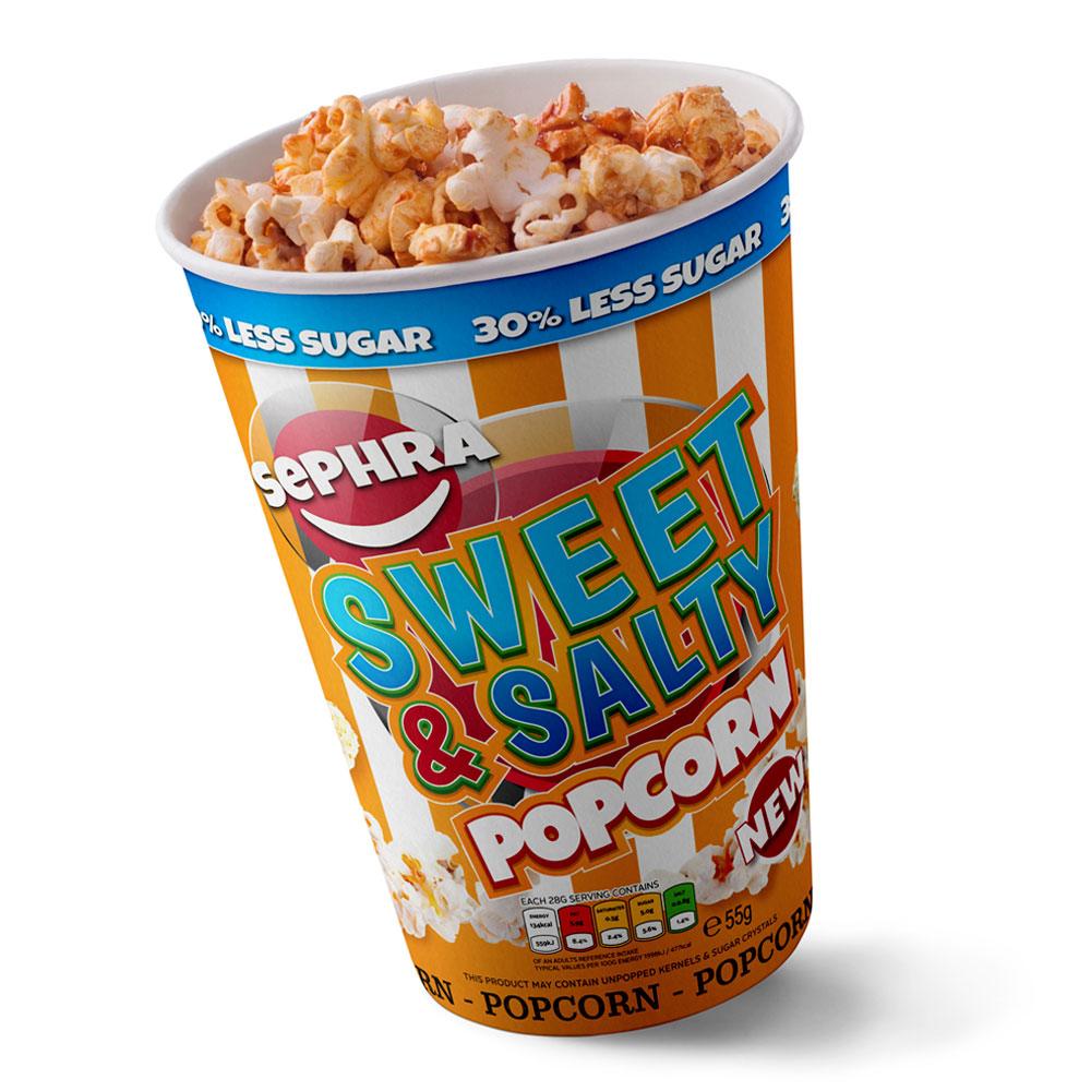 Sephra Popcorn Sephra Reduced Sugar Sweet Salty Popcorn Retail Filled Tubs