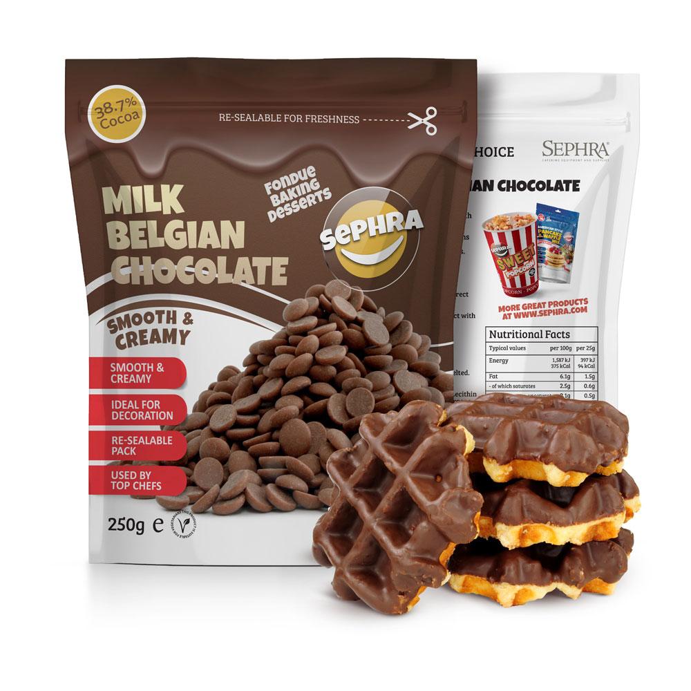 Sephra Milk Luxury Belgian Couverture Chocolate (37.2% Cocoa) - 250g